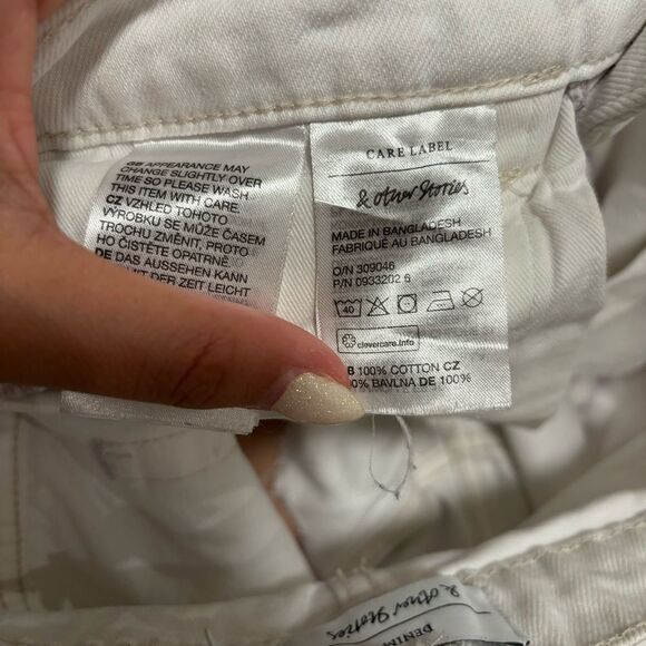 & Other Stories White Denim Button Fly Shorts- Size 8 - Picture 9 of 11